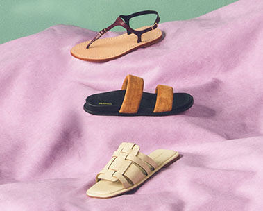 Three sandals placed next to each other