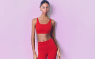 girl in red workout clothing