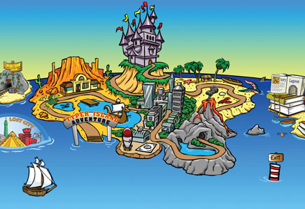 Kids type their way around Typer Island to reach the Castle and advance to the Lost City!