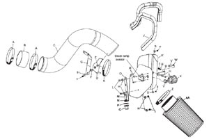 Detailed installation instructions and parts list for the K&N 57-1532 Fuel Injection Air Intake Performance Kit