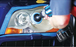 Step two of the Mothers PowerBall 4Lights headlight restoration process