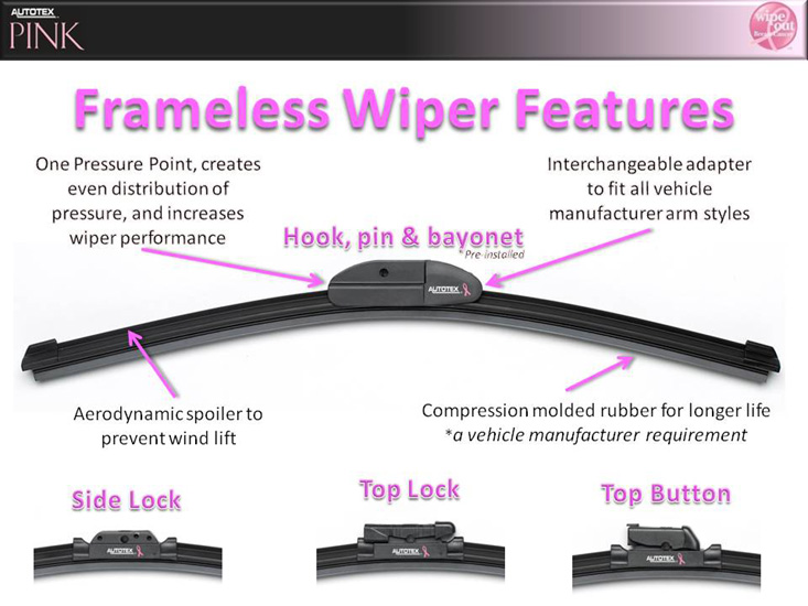 AutoTex PINK AP015 Flex Windshield Wiper Blade with Black