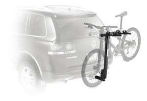 The Parkway 2-Bike Hitch Mount Carrier Rack mounted on a car