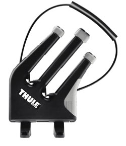 The three-pronged carrier assembly of the Thule 575 Snowboard Carrier Rooftop Rack