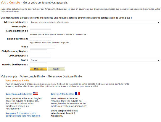 1 compte amazon 2 kindle