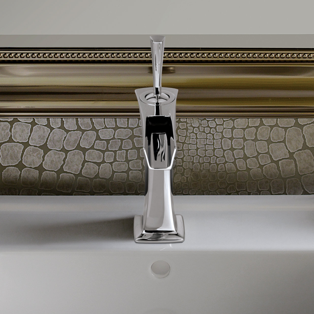 Jado 848001.100 Pyke Monoblock Lavatory Faucet, Polished Chrome Tub