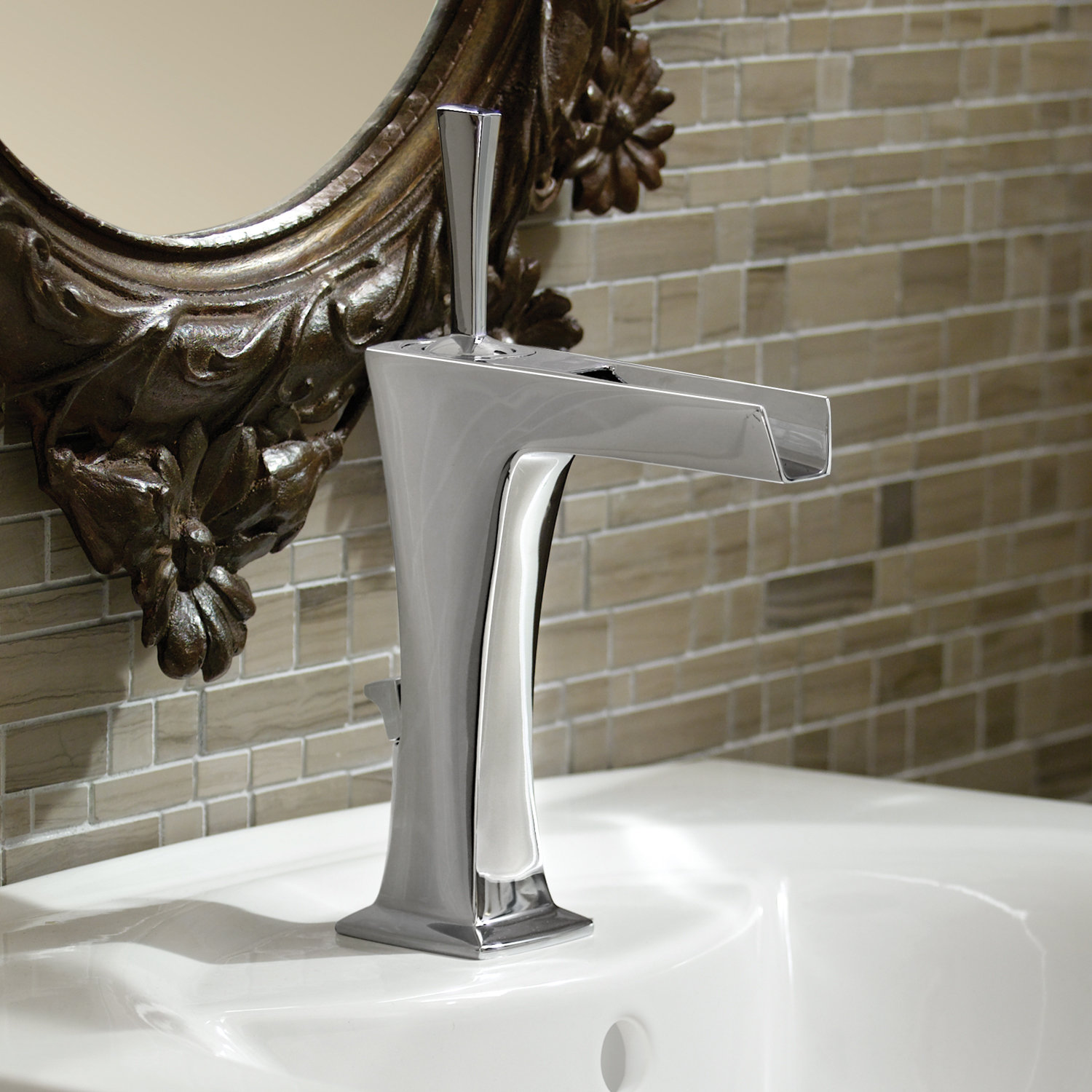 Jado 848001.100 Pyke Monoblock Lavatory Faucet, Polished Chrome Tub