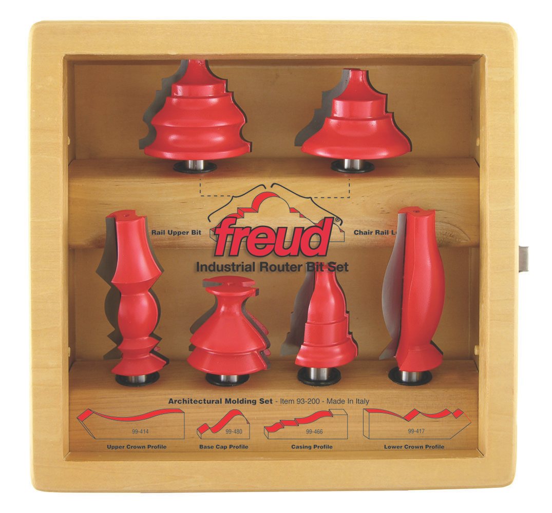 Freud 93200 6 Piece Architectural Molding Router Bit Set Edge