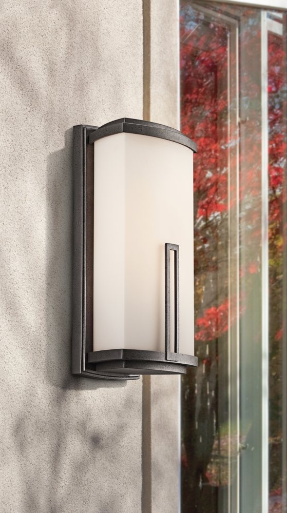 Kichler Lighting 49110AVI Leeds 121/2Inch Light Outdoor Wall Lantern, Anvil Iron with Satin