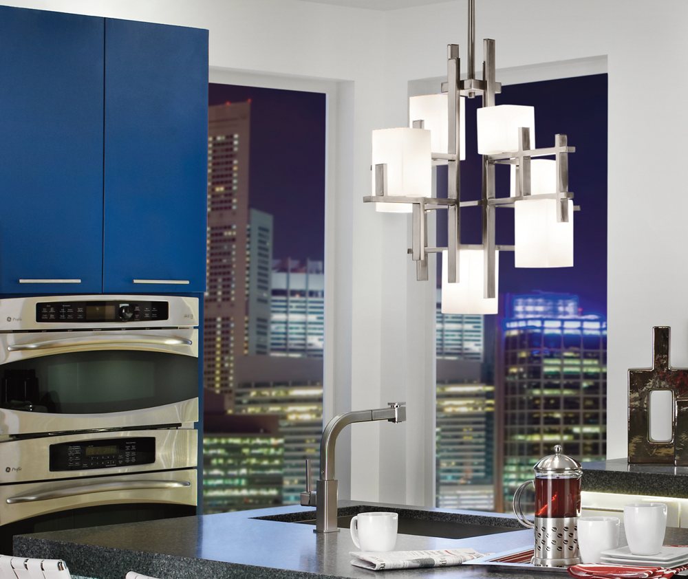 Kichler 42940CLP City Lights Chandelier 7Light Halogen, Classic Pewter