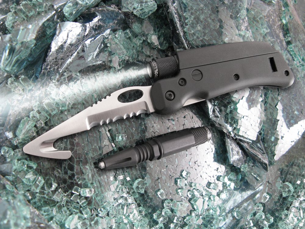 Tool Logic SL6 Rescue Tool With 1/2 Serrated Knife, LED Flashlight, Seatbelt Cutter and Window