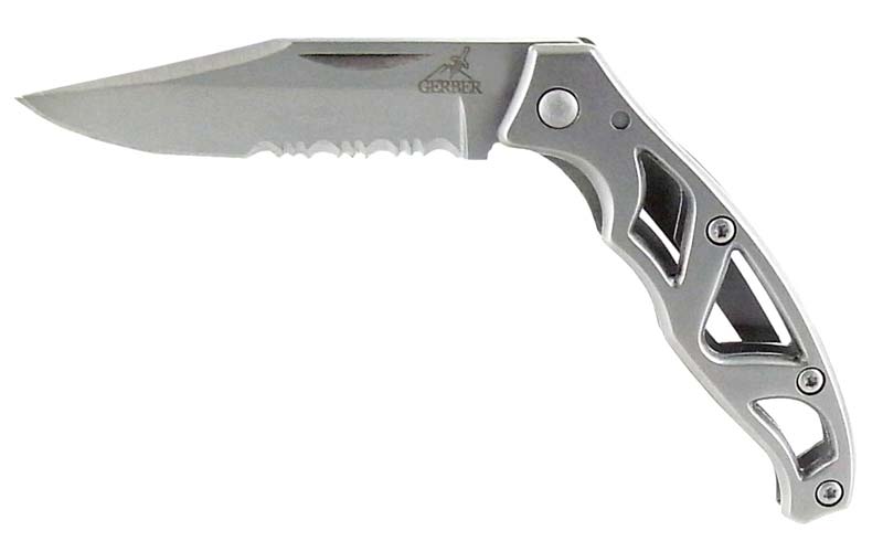 Gerber Paraframe Mini Knife, Serrated Edge, Stainless Steel [2248484