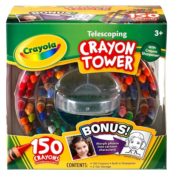 Crayola 150Count Telescoping Crayon Tower, Storage Case, Sharpener, (520029) Toys