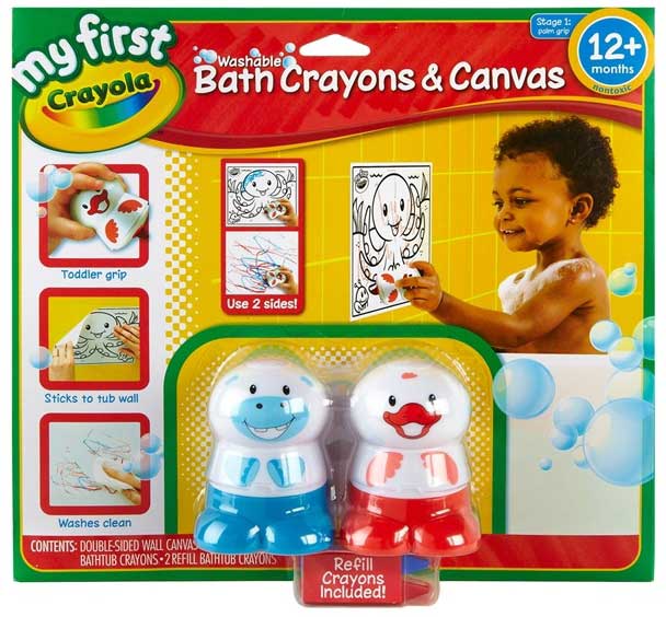 Crayola My First DualSided Bath Canvas and Crayon Set