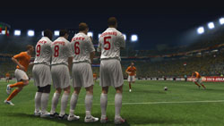 Defenders facing down a free kick in 2010 FIFA World Cup