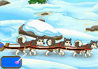 Using the DS stlyus to steer a dogsled in 'Dora the Explorer: Dora Saves the Snow Princess' for DS