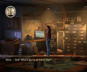 Nina searching an office environment in Secret Files: Tunguska for Wii