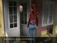 Nina talking to a non-player character in Secret Files: Tunguska for Wii