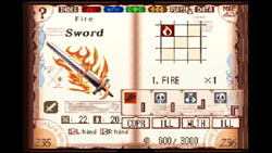 The Book of Prophecy opened to the Fire Sword page from 'Avalon Code' for DS