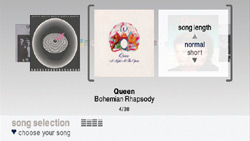 Album and song selection function in 'SingStar Queen'