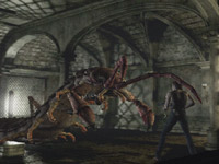Battling huge mutated bugs in Resident Evil Archive: Resident Evil Zero