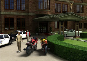 Frank and Joe Hardy leaving a crime scene to the police 'The Hardy Boys: Hidden Theft' for Wii