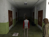 The Boys searching for clues in a hallway in 'The Hardy Boys: The Hidden Theft' for Wii