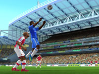 Going for a header in FIFA Soccer 10