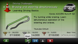 Single player oriented Challenges in Gran Turismo for PSP
