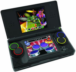 Band Hero drum skins accessory on a DS Lite