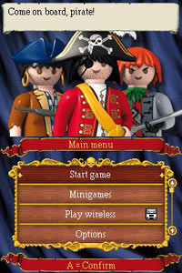 Main menu screen from Playmobil: Pirates