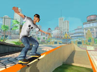 Grinding a rail in Shaun White Skateboarding for Wii Grinding a rail in Shaun White Skateboarding for Wii