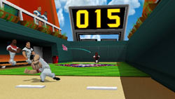 Using the Wii MotionPlus accessory in a bullpen pitching Mini-game in 'Baseball Blast!'