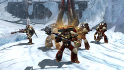 Space Marines in formation on the planet Aurelia in Warhammer 40,000: Dawn of War II: Chaos Rising