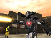 War Machine engaging an enemy via a yellow power blast in Iron Man 2