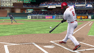 Ryan Howard swinging for the fence in Philidelphia in MLB 10: The Show Ryan Howard swinging for the fence in Philidelphia in MLB 10: The Show