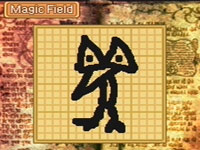 Creating a monster by sketching it in Magic Field mode in Monster Rancher DS