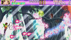 Angel wielding a whip in single player action in Deathsmiles