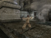 Aang using the power of the air in The Last Airbender