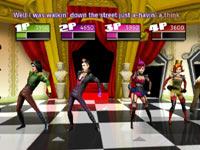4-player multiplayer screen from Dance on Broadway while doing a song from the musical The Rocky Horror Picture Show