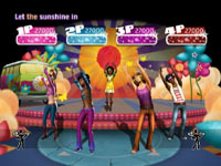 4-player multiplayer screen from Dance on Broadway while doing a song from the musical Hair