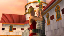 Happy Sims making out in The Sims 3 for Wii