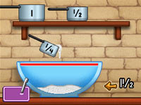 Measuring cup game that teaches basic fractions from Dora's Cooking Club