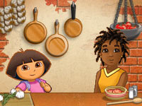 Slicing mini-game from Dora's Cooking Club