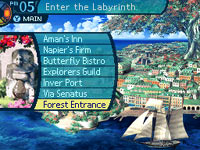 The journey menu from Etrian Odyssey III: The Drowned City