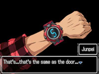 Junpei showing that he is the 5th of 9 in-game characters in 999: Nine Hours, Nine Persons, Nine Doors