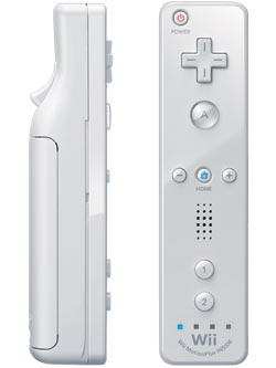Close-up view of a white Wii Remote Plus controller Close-up view of a white Wii Remote Plus controller