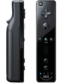 Black Wii Remote Plus controller front and side view