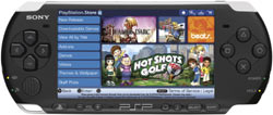 PlayStation store shown on a Piano Black PSP-3000