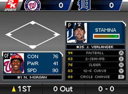 Pitching in Major League Baseball 2K11 for DS